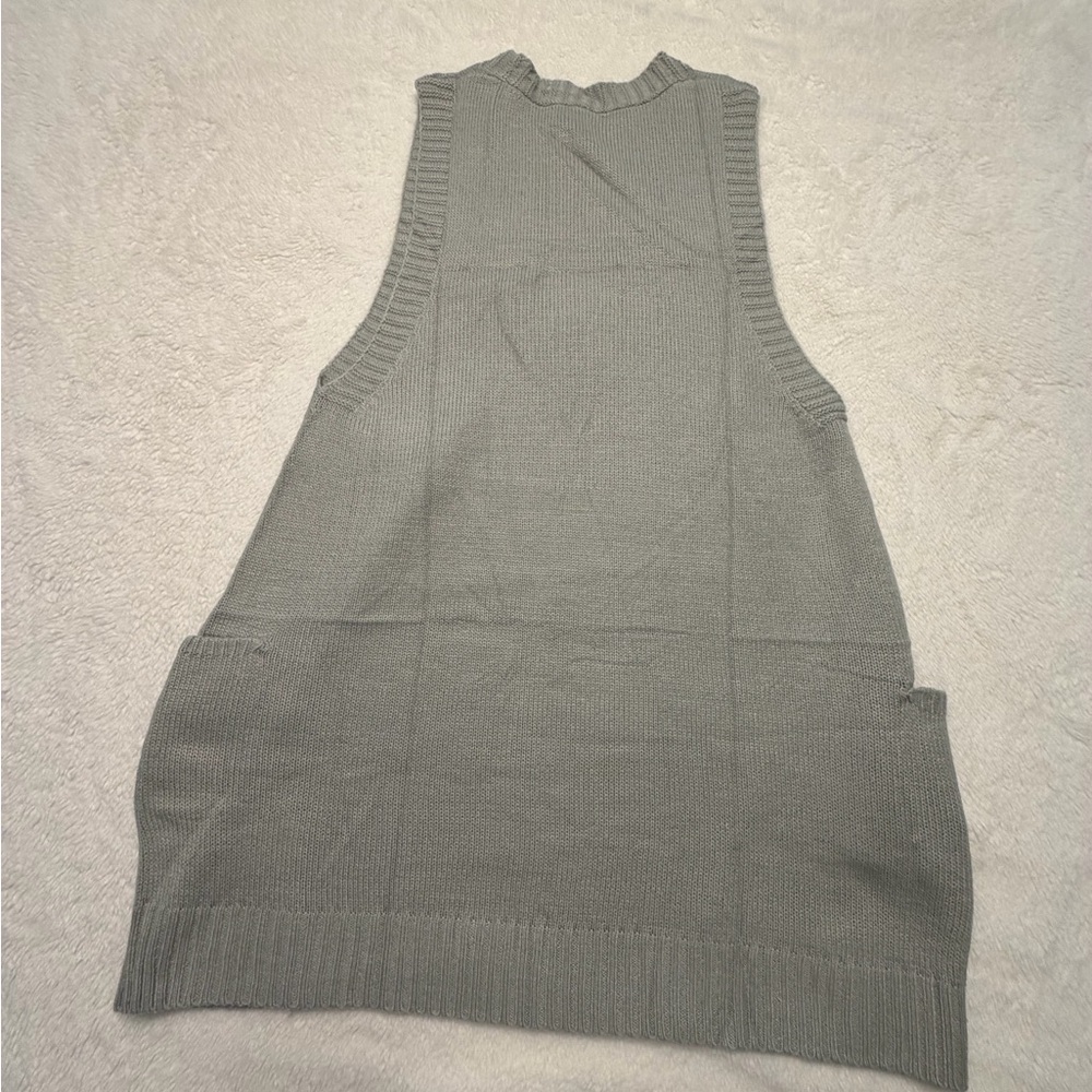 Sleeveless Knit Tunic Sweater Vest - Sage Gray
